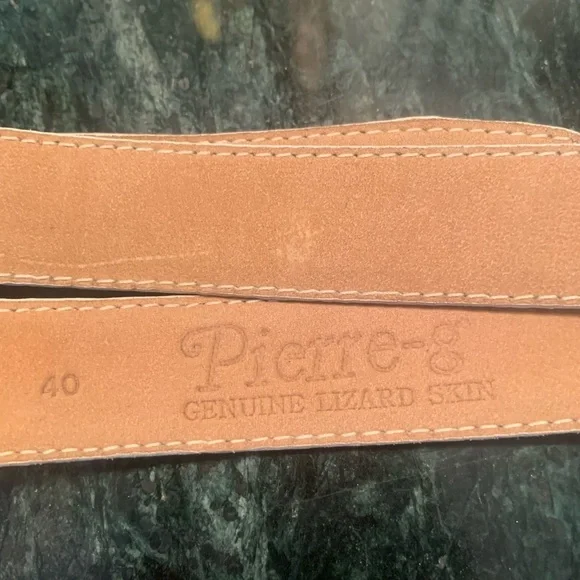 Pierre-G genuine lizard skin white belt, size 40